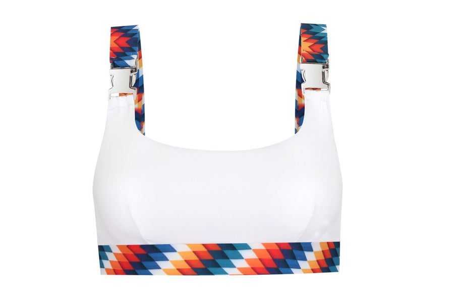 BUCKLE UP TOP - WHITE TULUM/BLUE (REVERSIBLE)